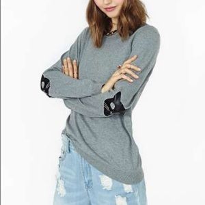 Nasty Gal cat elbow patch sweater